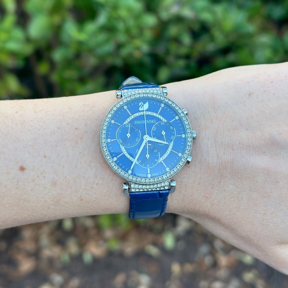 Swarovski Navy and Silver Chronograph Watch